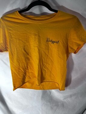 Cold Crush Yellow 'Babygirl' Short Sleeve Crop‎ Top
